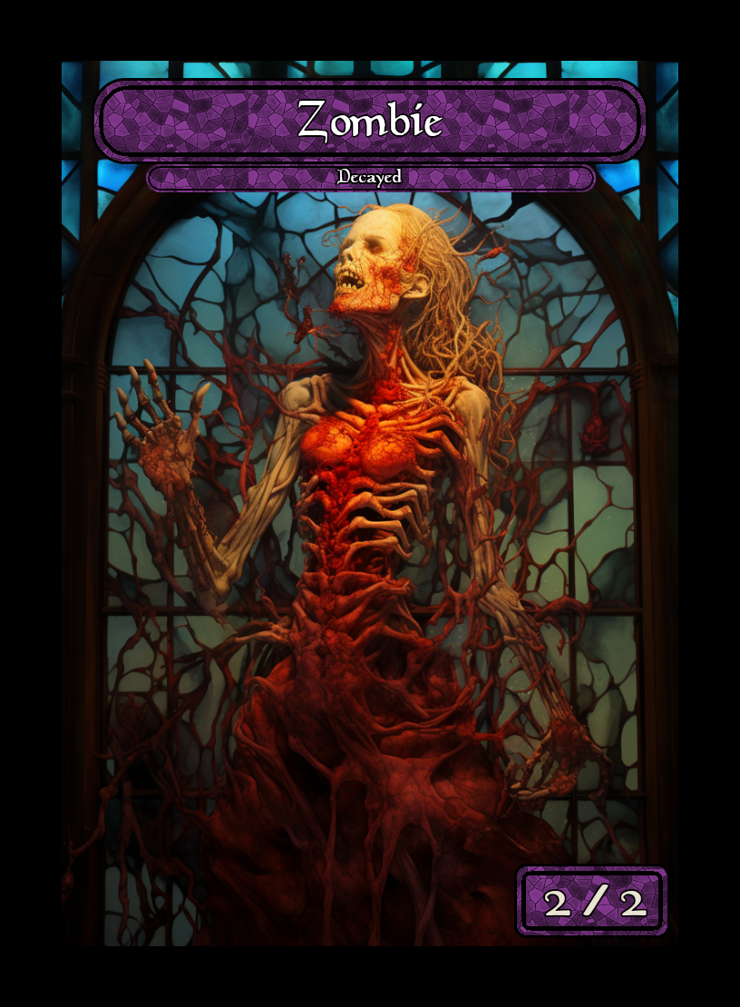 Zombie token - custom Stained Glass art design for tabletop gaming