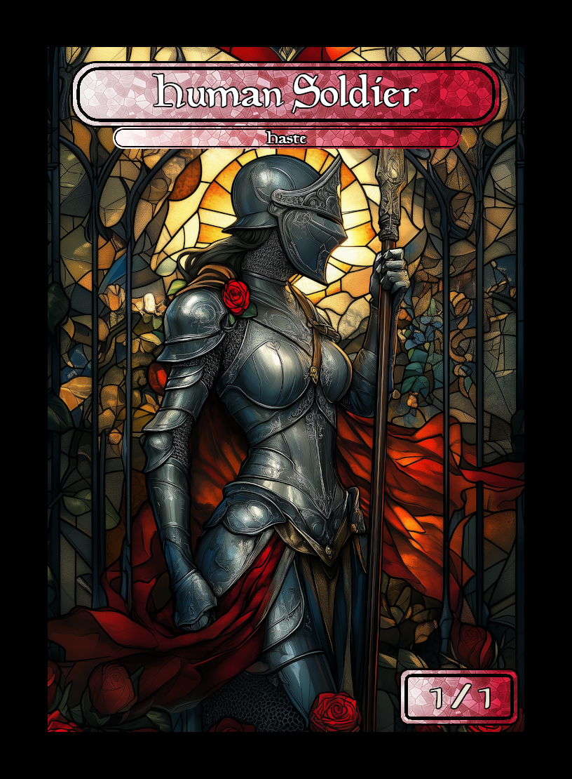 Human Soldier token - custom Stained Glass art design for tabletop gaming