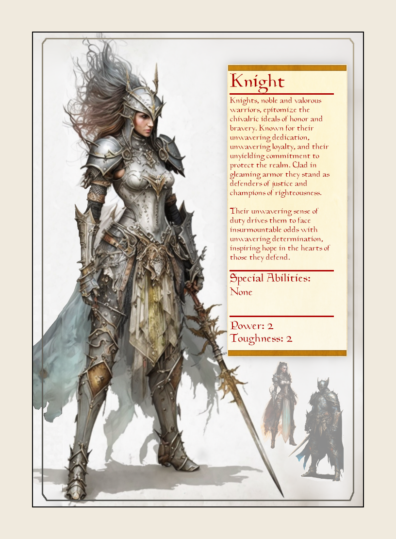 Knight token - custom Monster Profile art design for tabletop gaming