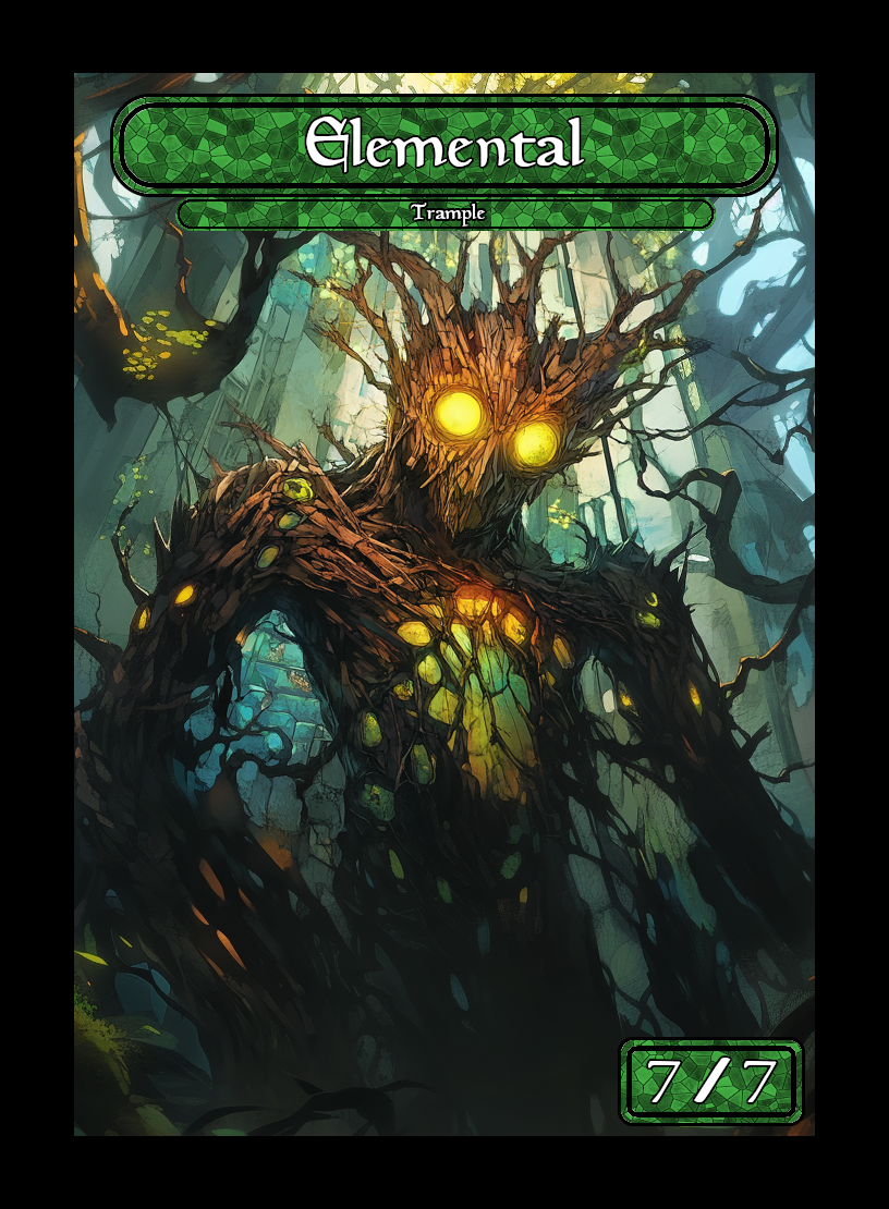 Elemental token - custom Stained Glass art design for tabletop gaming