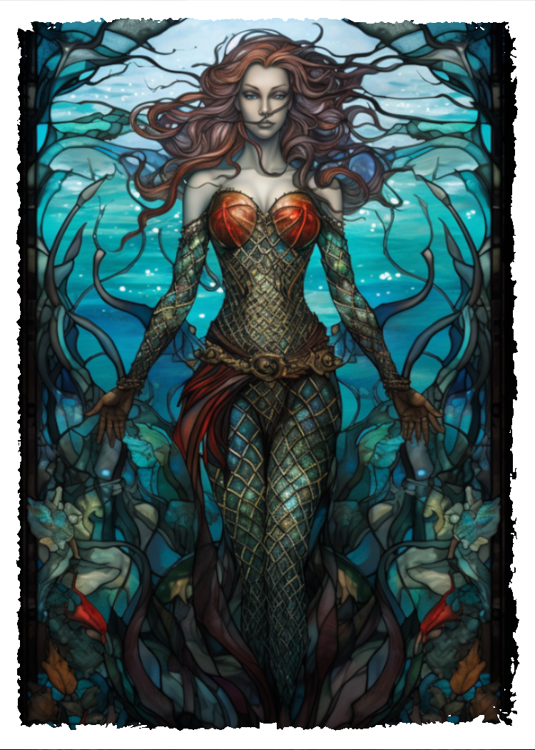 merfolk card sleeves Merfolk Stained Glass Sleeve – DBM Gaming