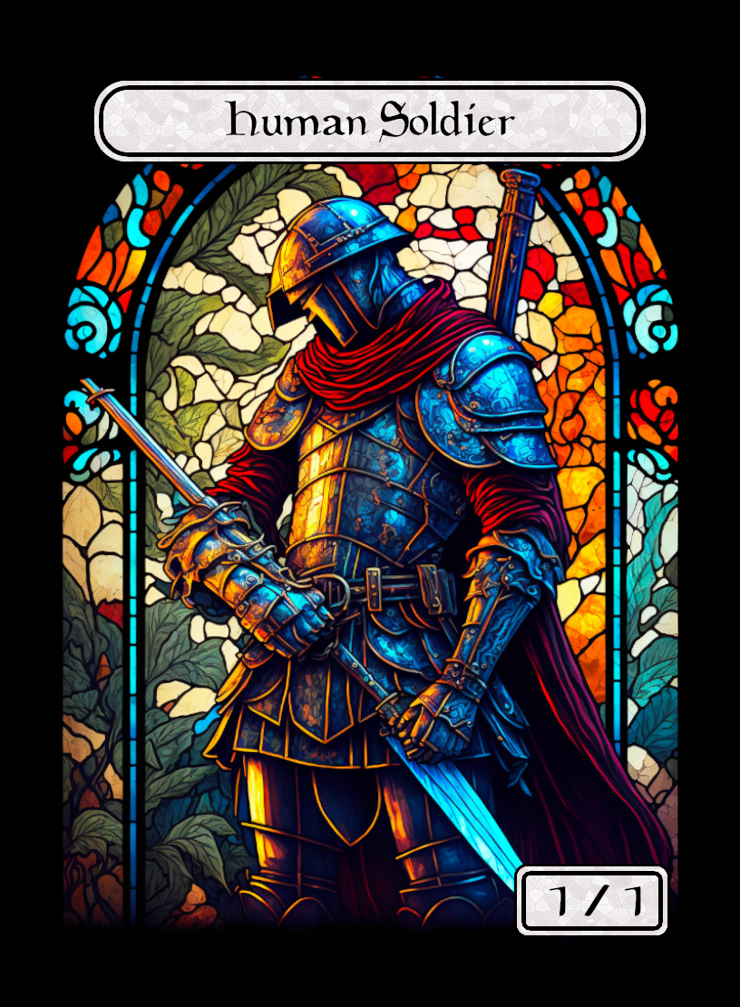 Human Soldier token - custom Stained Glass art design for tabletop gaming