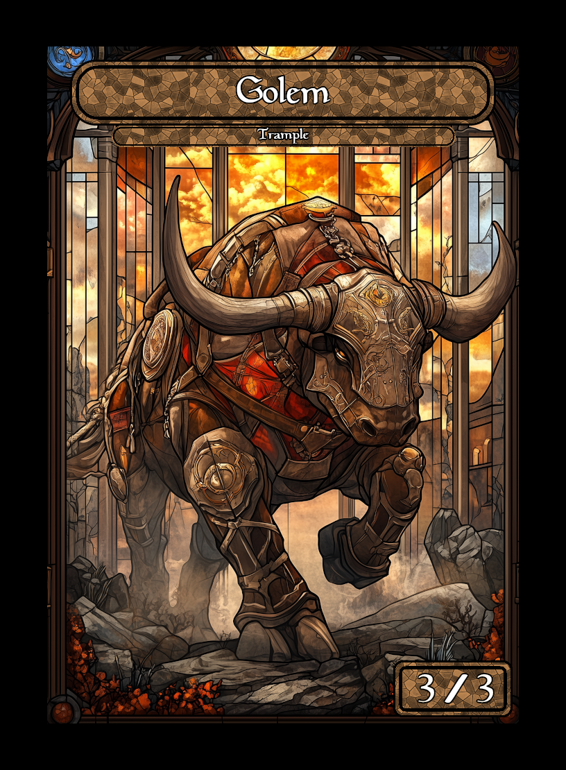 Golem token - custom Stained Glass art design for tabletop gaming