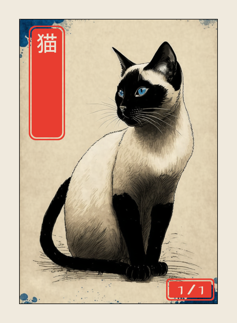 Cat token - custom Japanese art design for tabletop gaming
