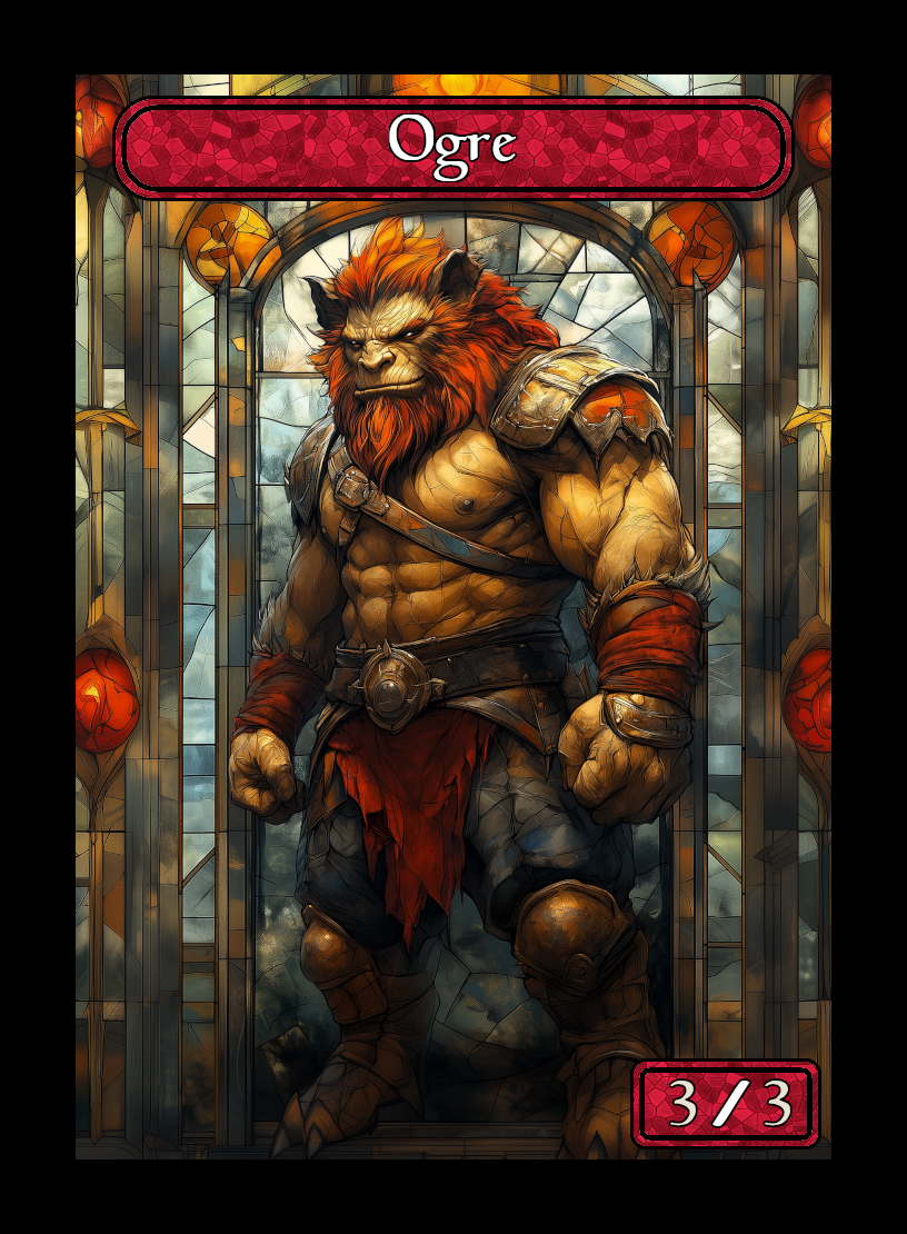 Ogre token - custom Stained Glass art design for tabletop gaming