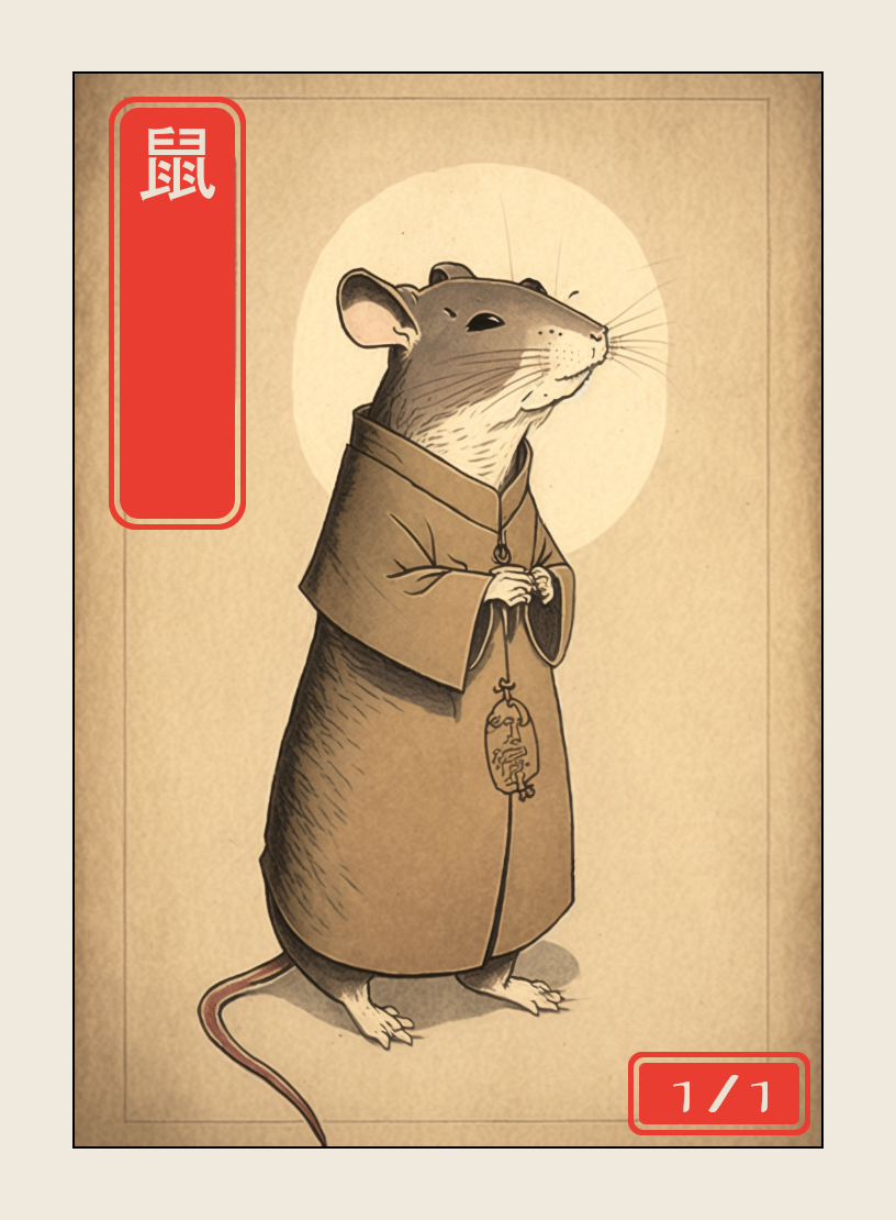 Rat token - custom Japanese art design for tabletop gaming