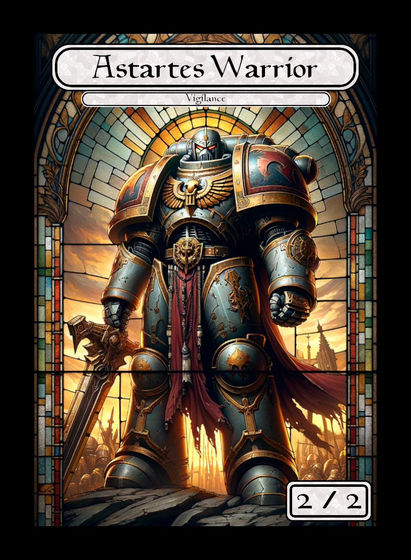 Astardes Warrior token - custom Stained Glass art design for tabletop gaming