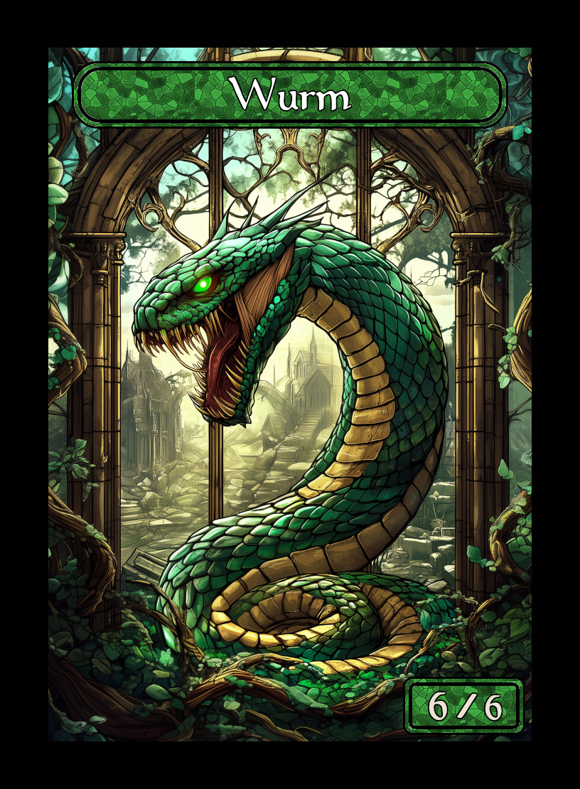 Wurm token - custom Stained Glass art design for tabletop gaming