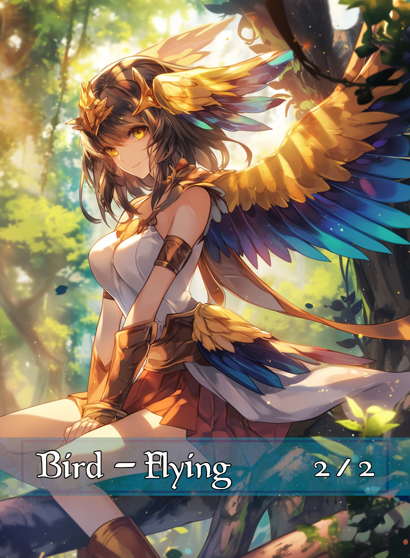 Bird token - custom Anime art design for tabletop gaming