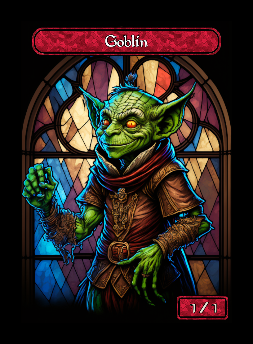 Goblin token - custom Stained Glass art design for tabletop gaming