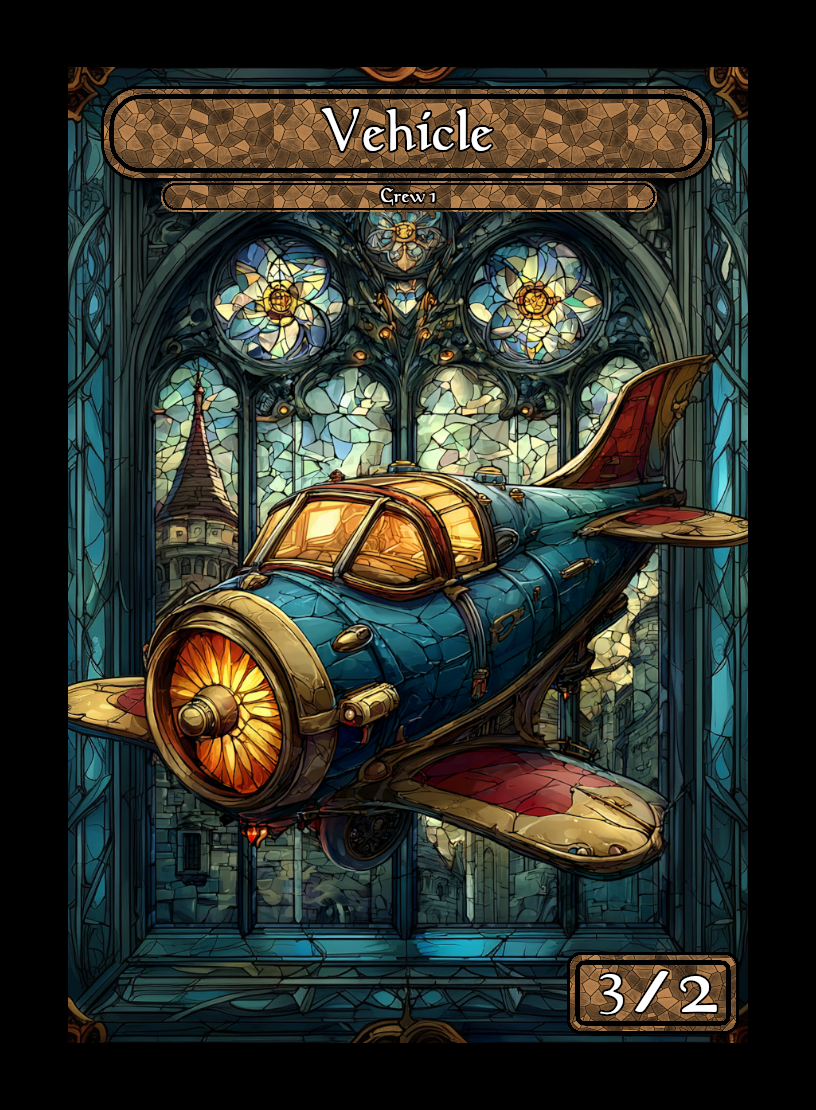 Vehicle token - custom Stained Glass art design for tabletop gaming