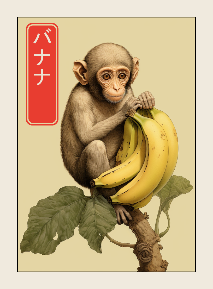 Bannana token - custom Japanese art design for tabletop gaming