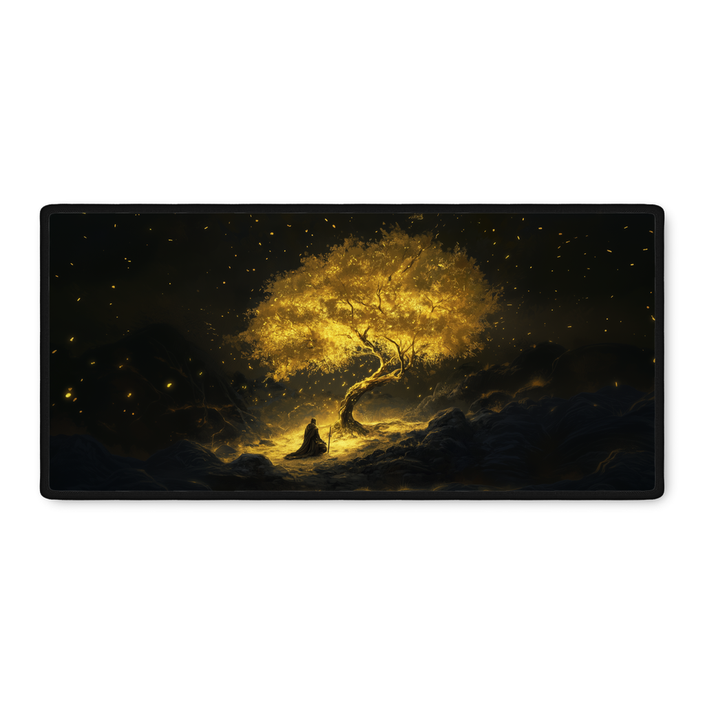 Golden Tree 16" x 35" Large Gaming Mouse Pad - Fantasy Desk Mat with Stitched Edging - PC Gamer Desk Pad and Playmat