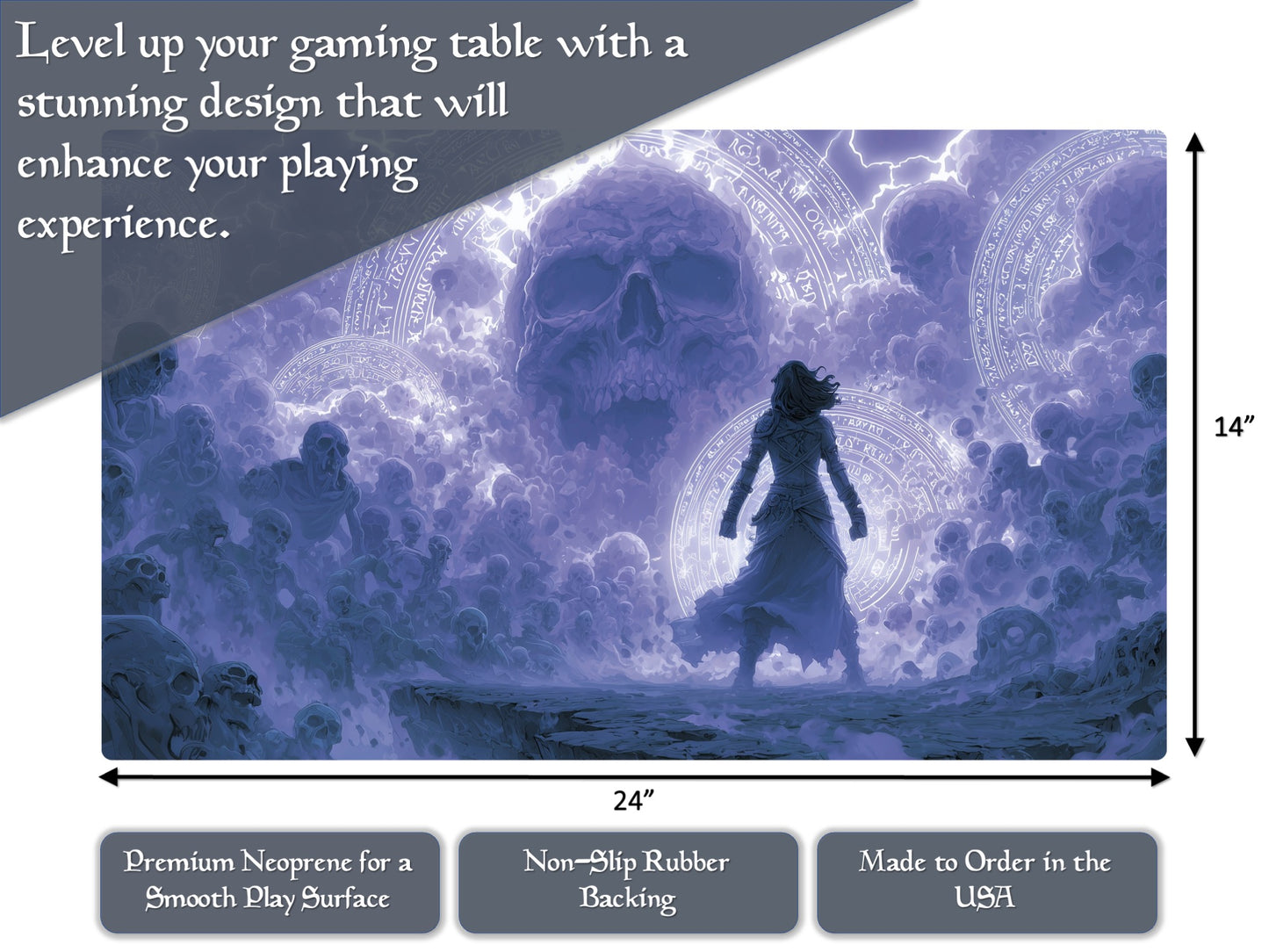 Black Mana Ritual MTG Playmat 14" X 24" Playmat With Option For Magic Zone Layout For Edh, and other ccg games