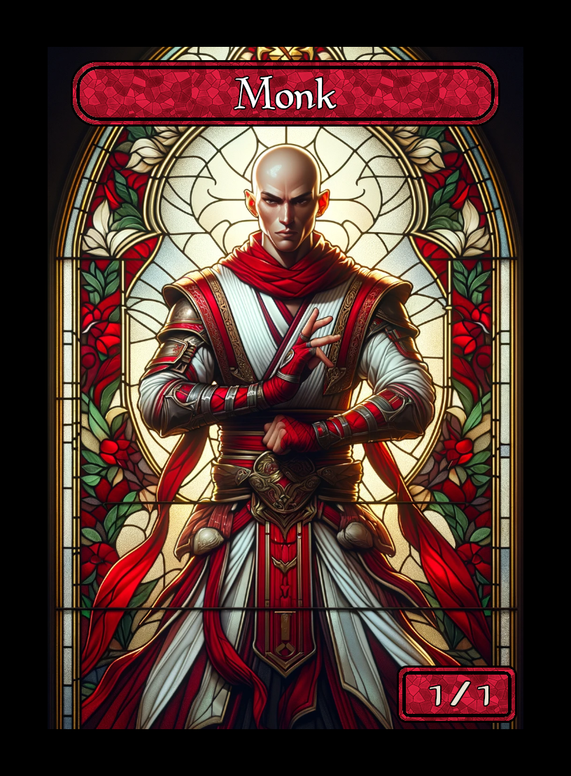 Monk token - custom Stained Glass art design for tabletop gaming