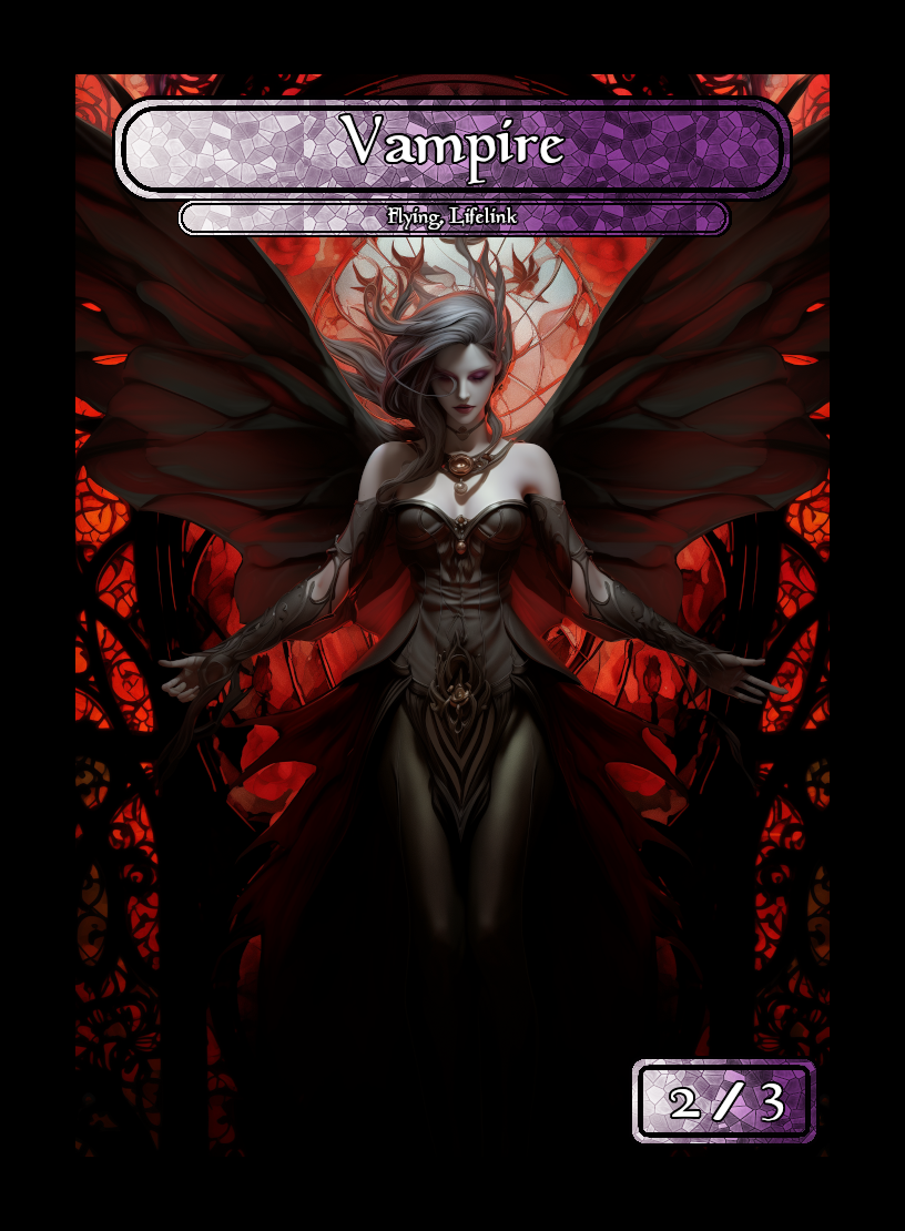 Vampire token - custom Stained Glass art design for tabletop gaming
