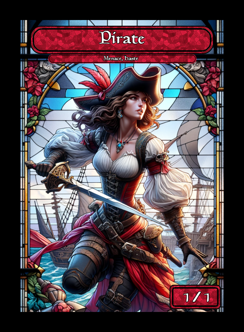 Pirate token - custom Stained Glass art design for tabletop gaming