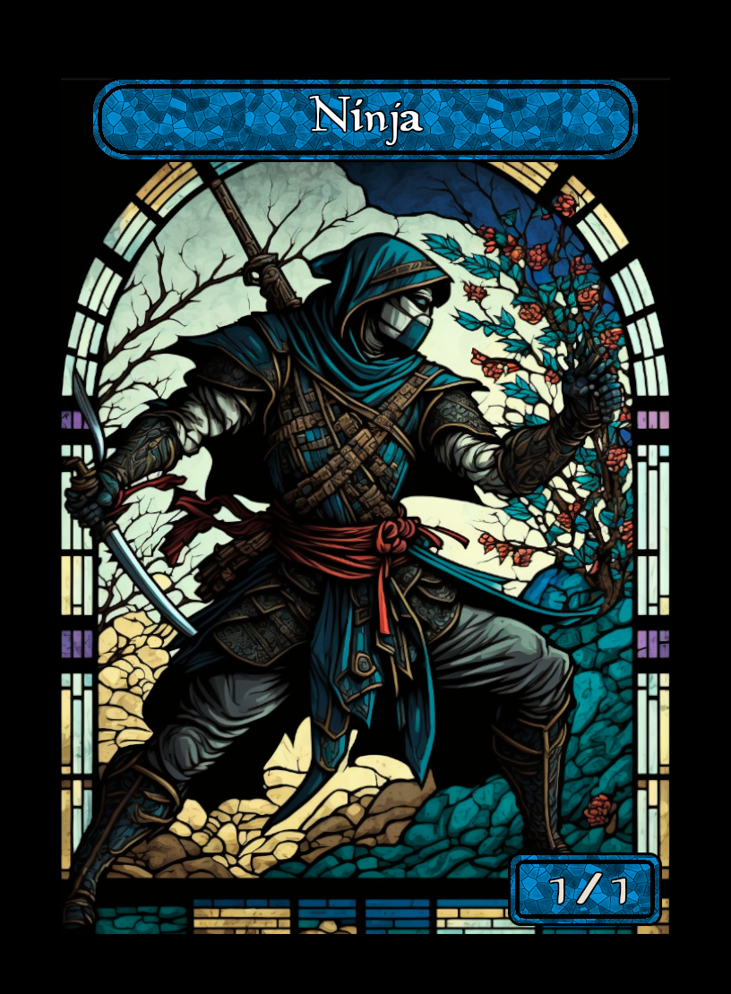 Ninja token - custom Stained Glass art design for tabletop gaming