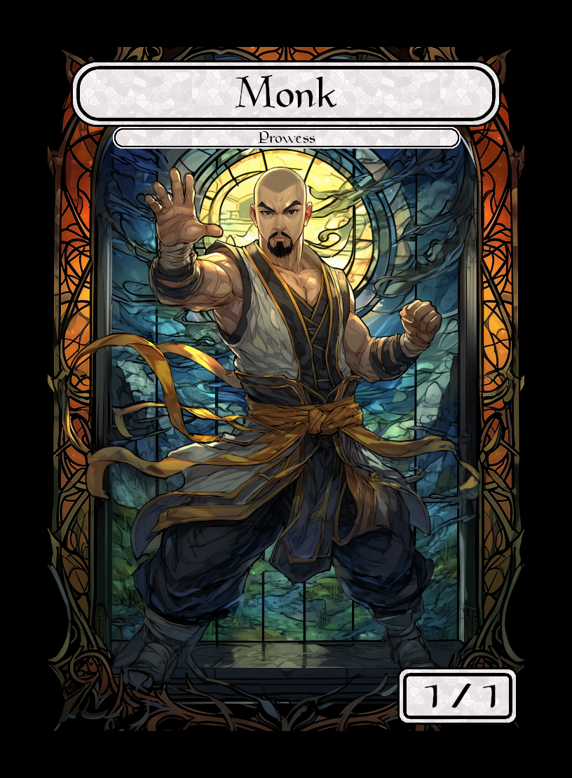 Monk token - custom Stained Glass art design for tabletop gaming