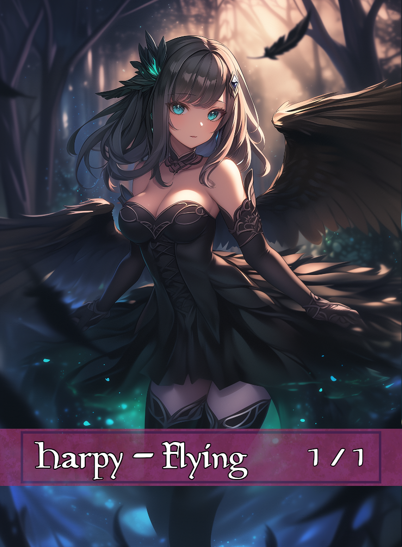 Harpy token - custom Anime art design for tabletop gaming