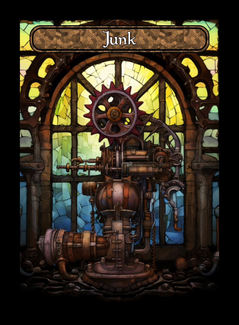 Junk token - custom Stained Glass art design for tabletop gaming