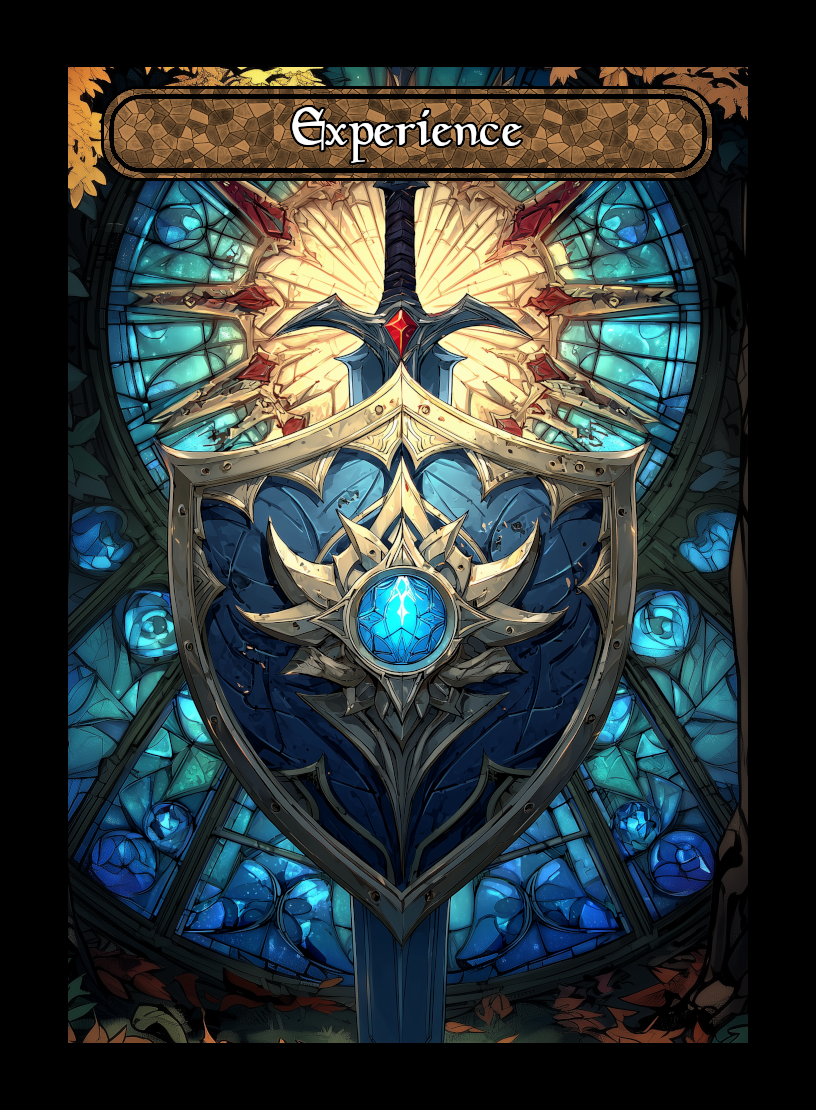 Experience token - custom Stained Glass art design for tabletop gaming
