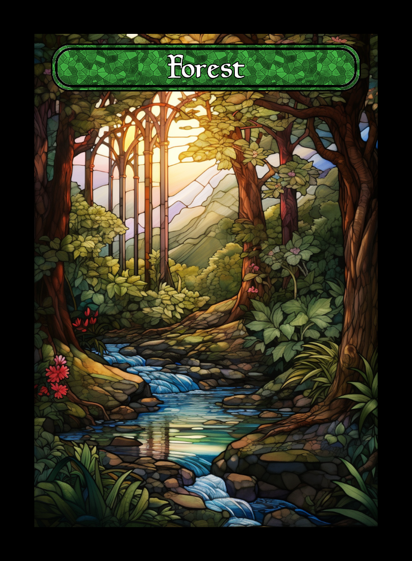 Forest token - custom Stained Glass art design for tabletop gaming
