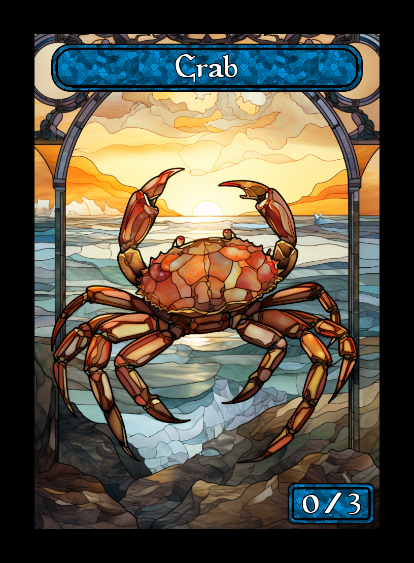 Crab token - custom Stained Glass art design for tabletop gaming