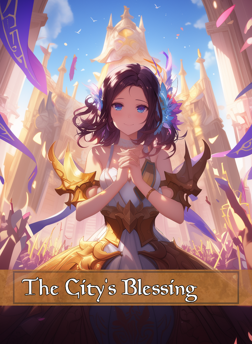 Citys Blessing token - custom Anime art design for tabletop gaming