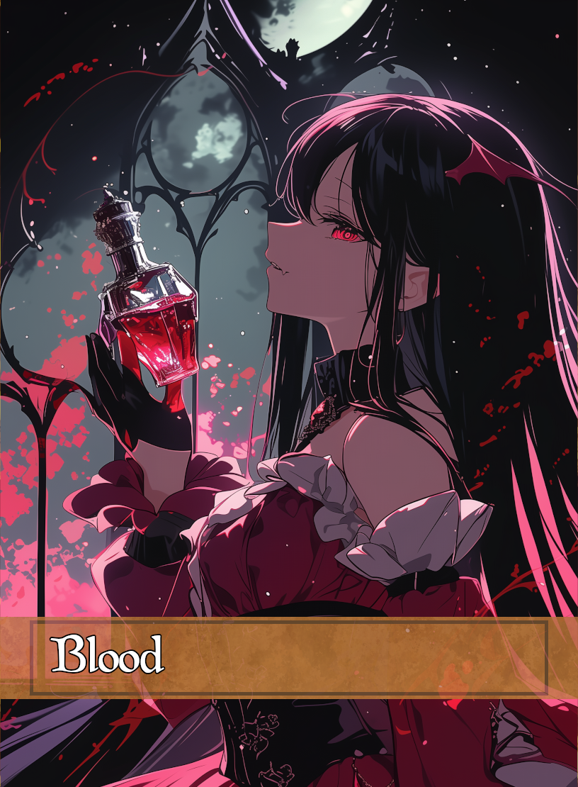 Blood token - custom Anime art design for tabletop gaming