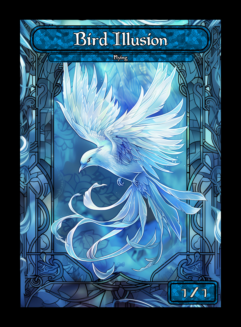 Bird Illussion token - custom Stained Glass art design for tabletop gaming