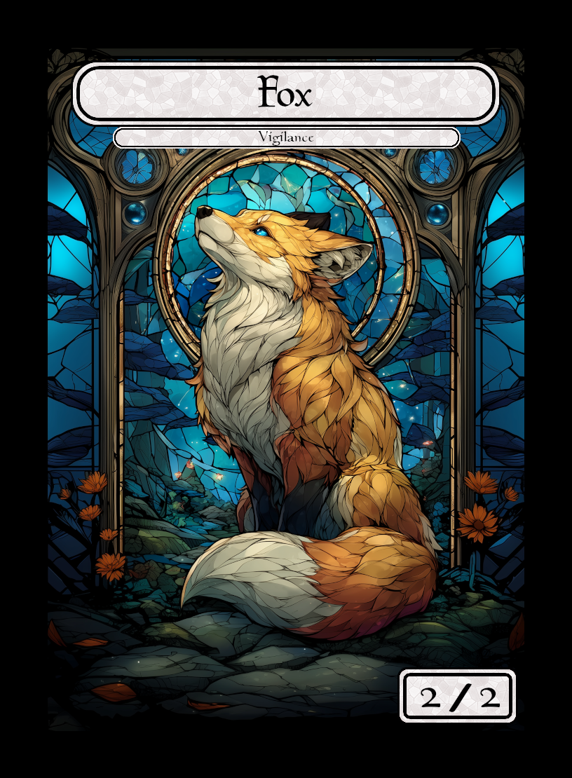 Fox token - custom Stained Glass art design for tabletop gaming