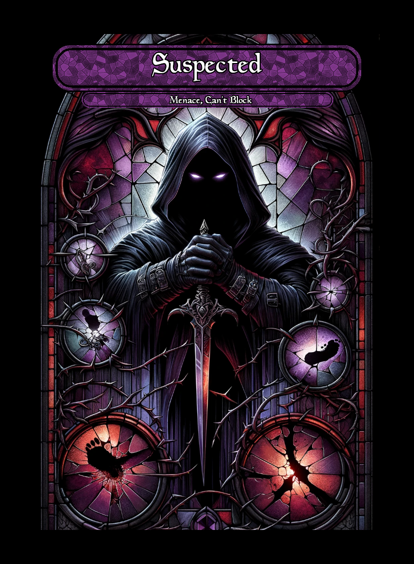 Suspected token - custom Stained Glass art design for tabletop gaming