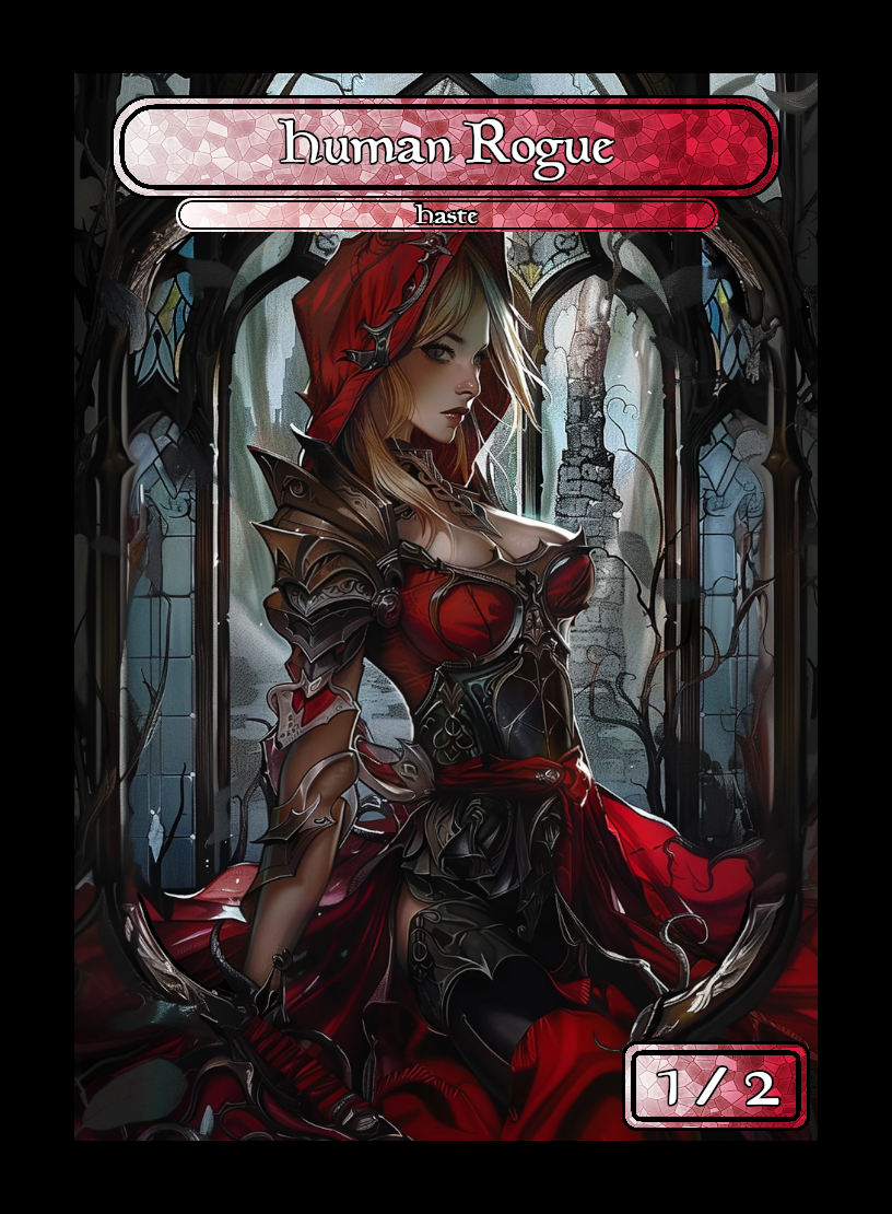 Human Rogue token - custom Stained Glass art design for tabletop gaming