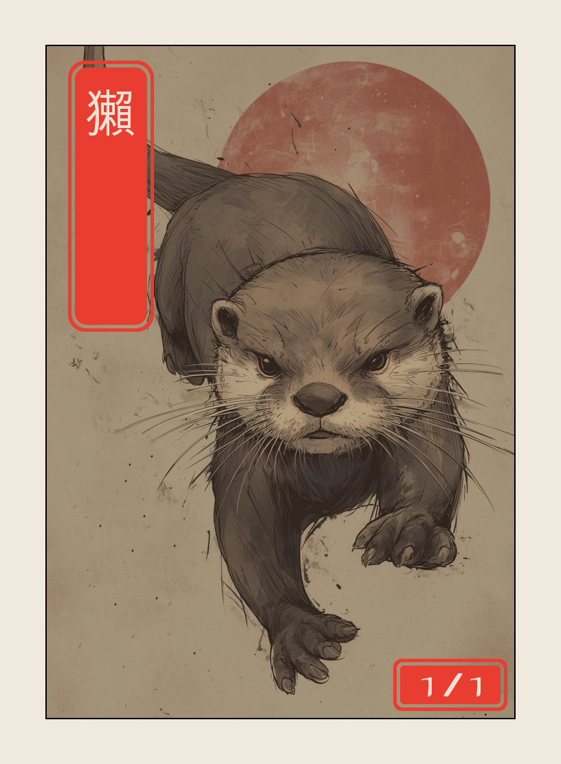 Otter token - custom Japanese art design for tabletop gaming