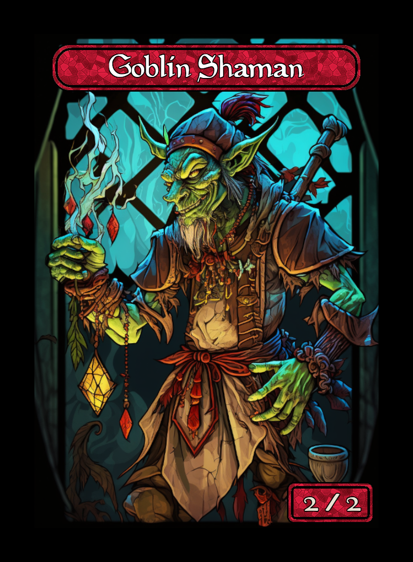 Goblin Shaman token - custom Stained Glass art design for tabletop gaming