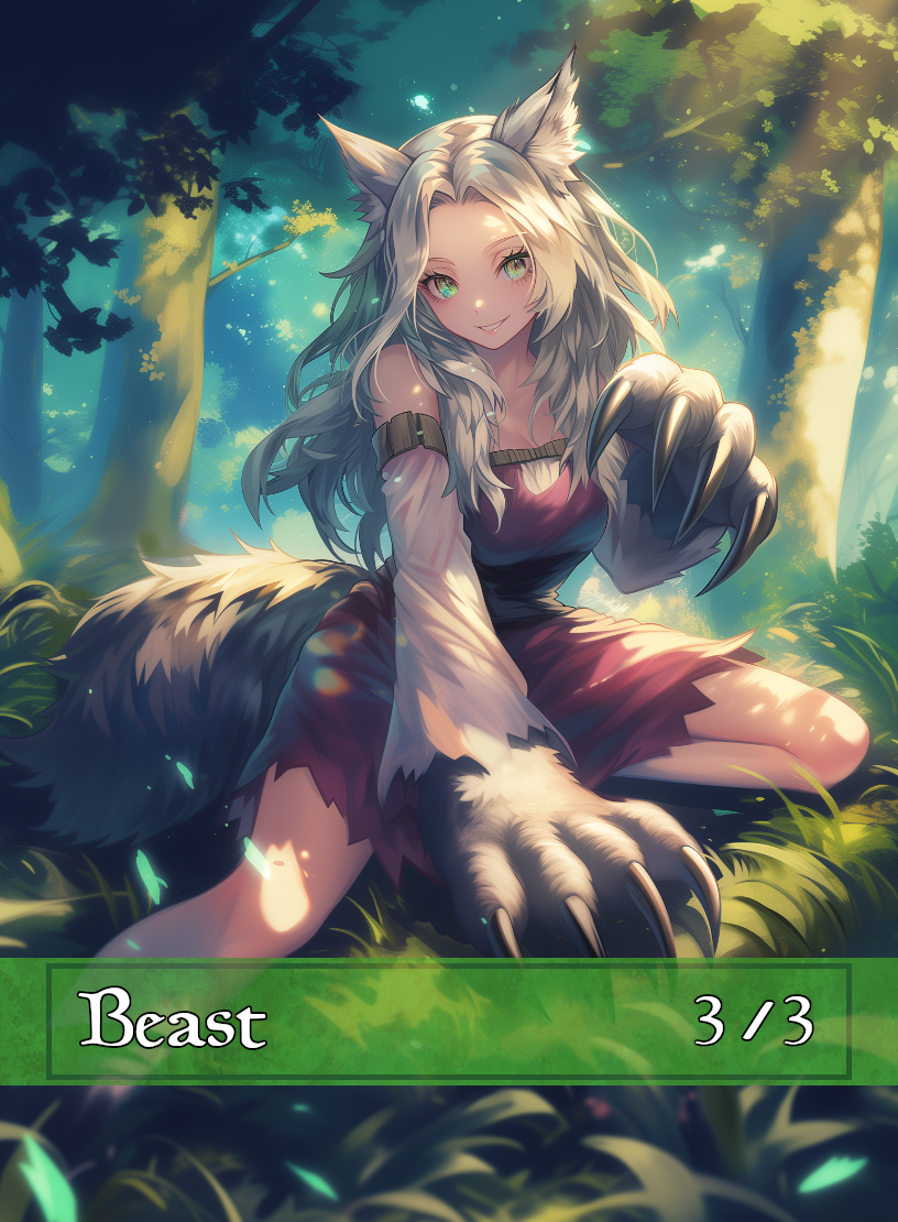 Beast token - custom Anime art design for tabletop gaming