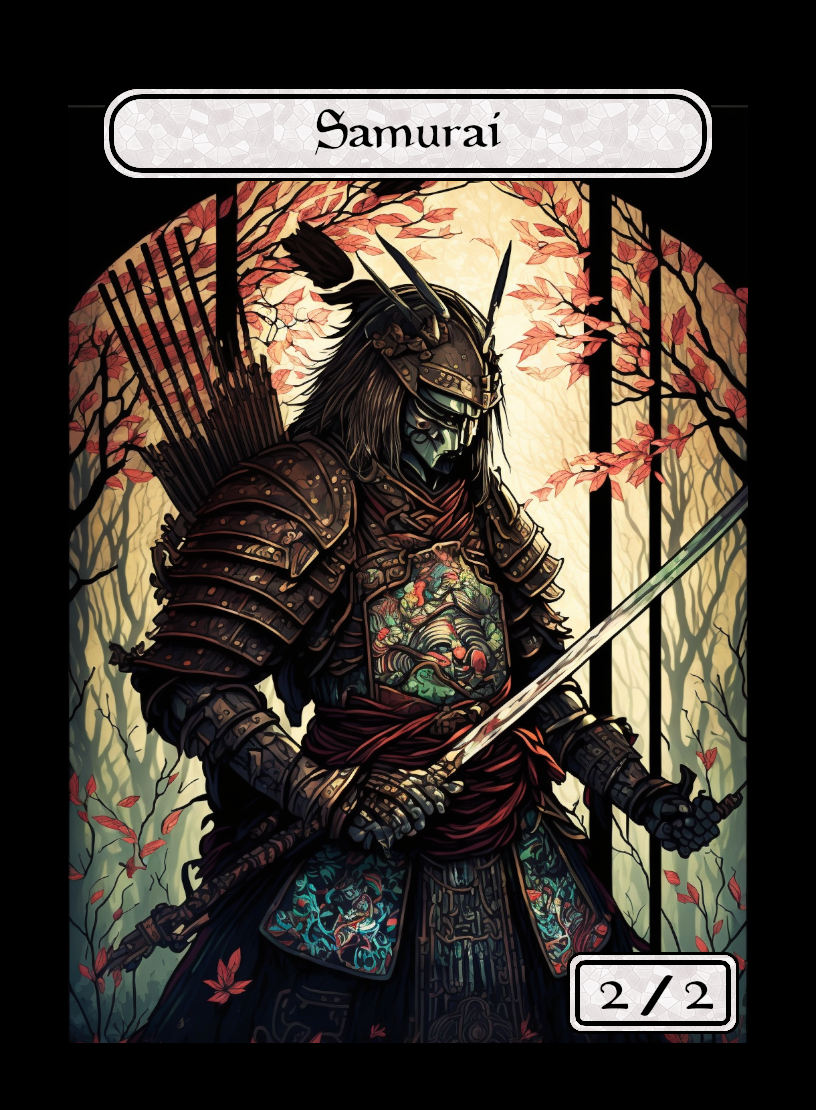 Samurai token - custom Stained Glass art design for tabletop gaming