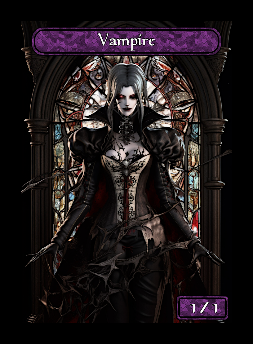 Vampire token - custom Stained Glass art design for tabletop gaming