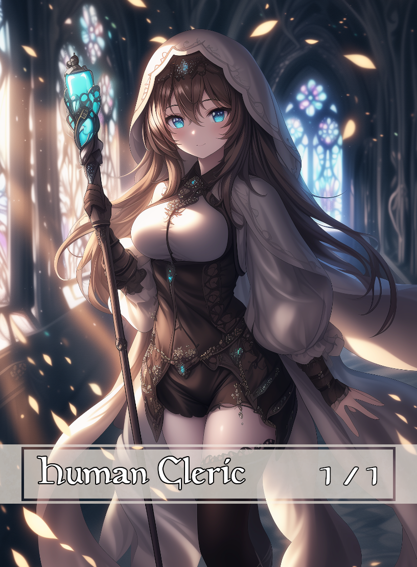 Human Cleric token - custom Anime art design for tabletop gaming