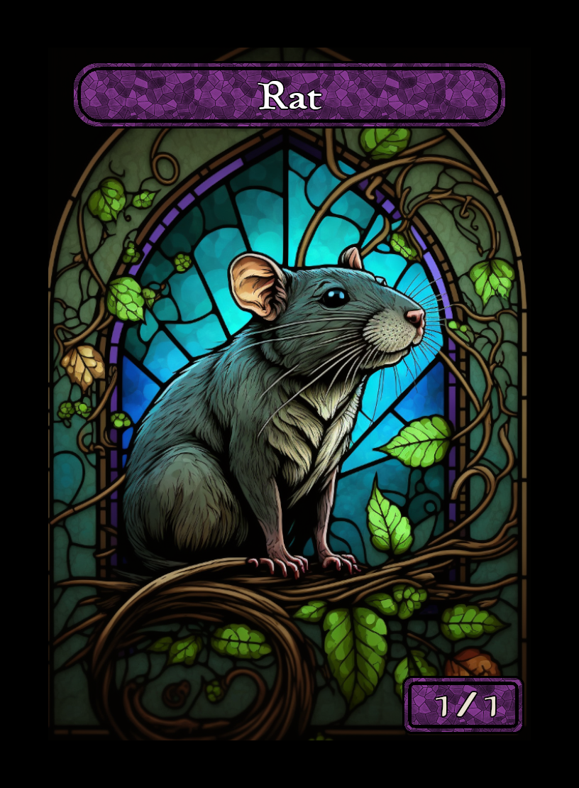 Rat token - custom Stained Glass art design for tabletop gaming