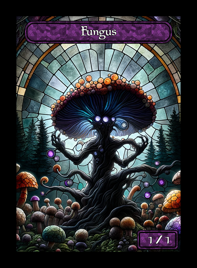 Fungus token - custom Stained Glass art design for tabletop gaming