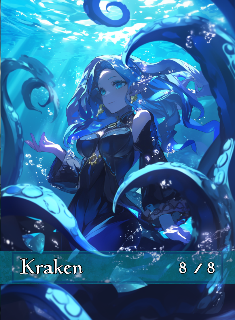 Kraken token - custom Anime art design for tabletop gaming