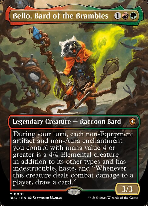 Bello, Bard of the Brambles (Borderless) - Commander: Bloomburrow:  - 1 - Near Mint Foil