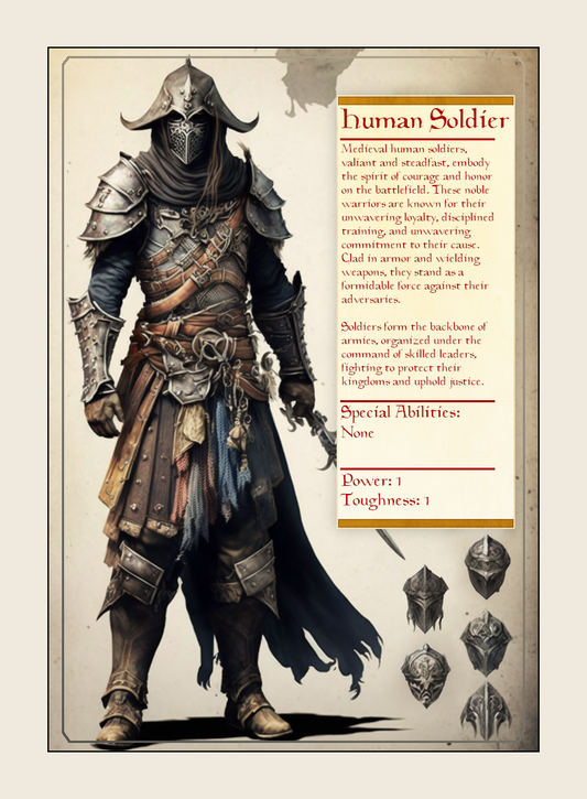 Human Soldier token - custom Monster Profile art design for tabletop gaming
