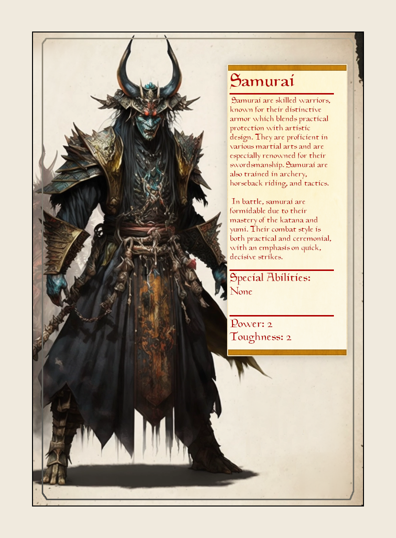 Samurai token - custom Monster Profile art design for tabletop gaming