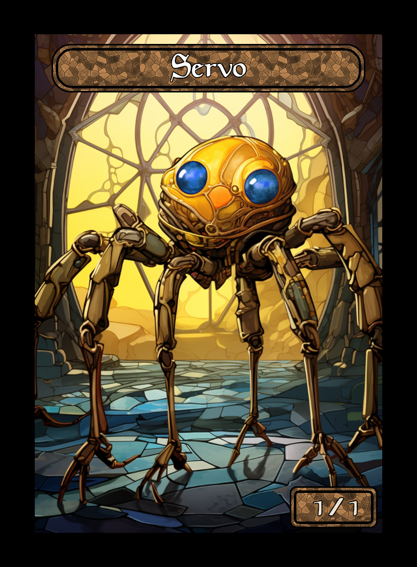 Servo token - custom Stained Glass art design for tabletop gaming