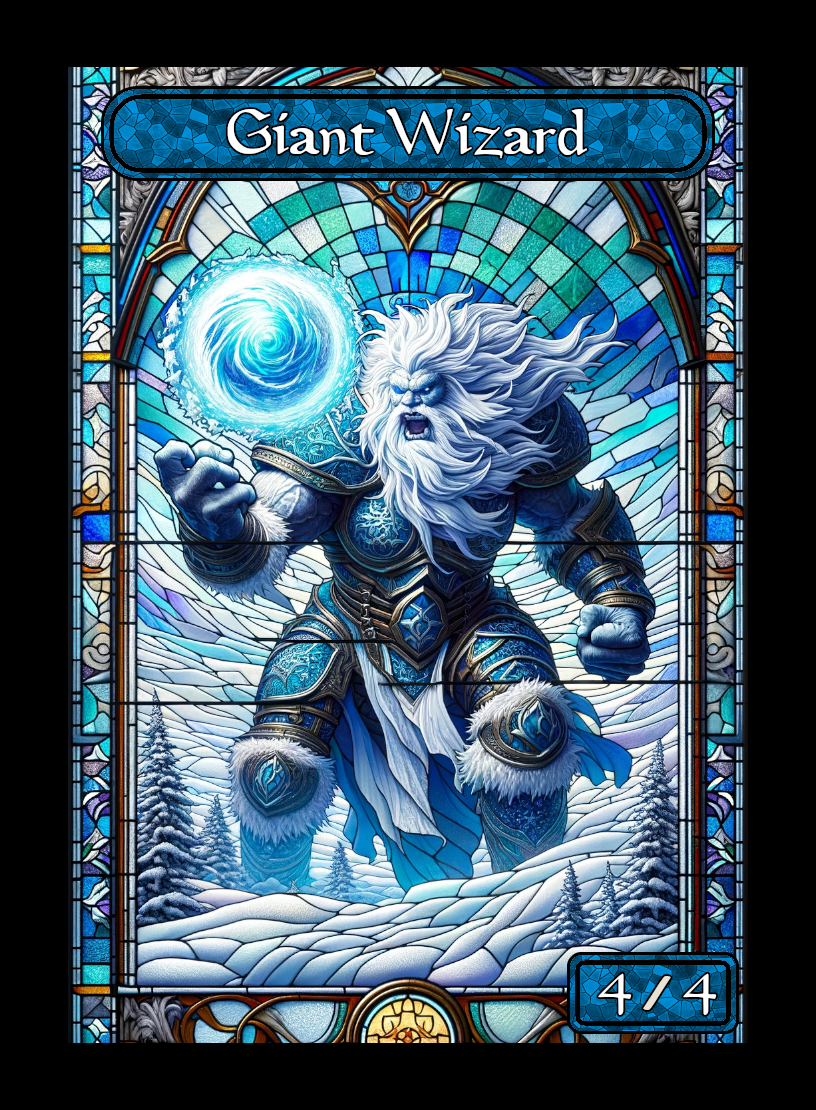 Giant Wizard token - custom Stained Glass art design for tabletop gaming