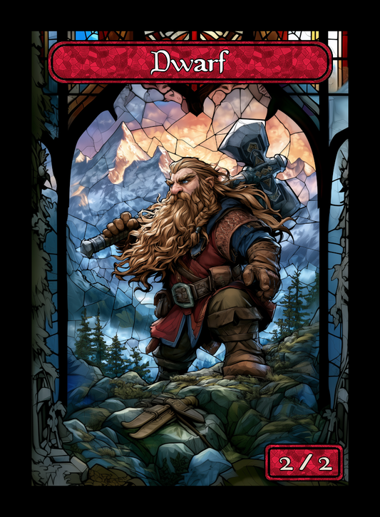Dwarf token - custom Stained Glass art design for tabletop gaming