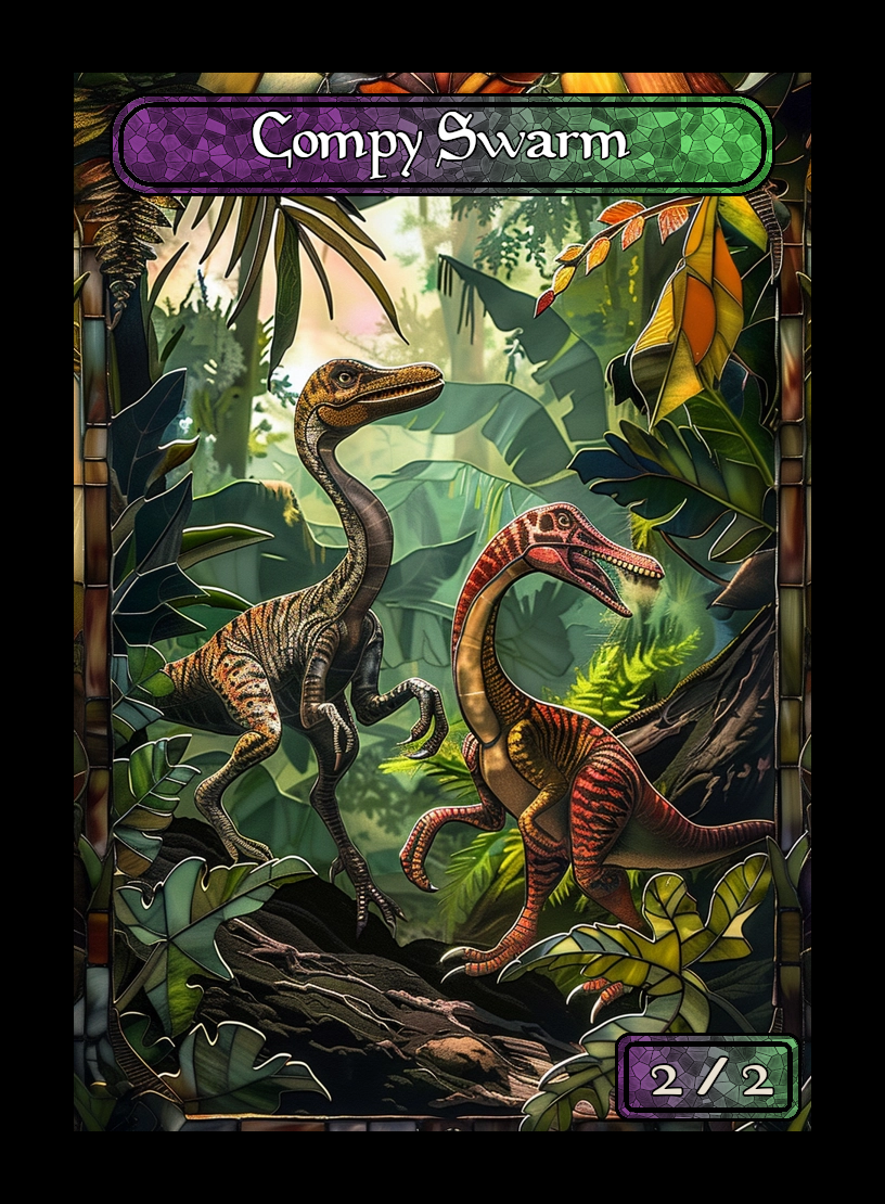 Compy Swarm token - custom Stained Glass art design for tabletop gaming